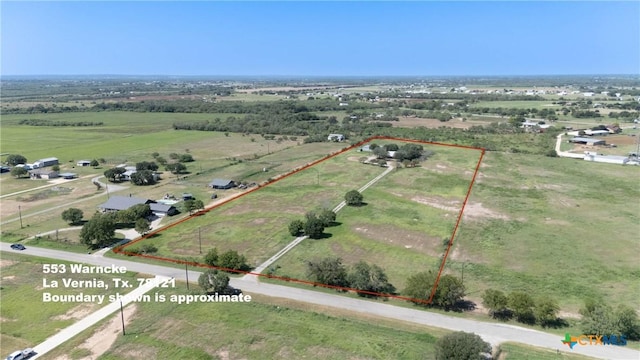 aerial view featuring a rural view