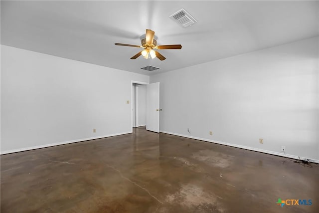 unfurnished room with ceiling fan