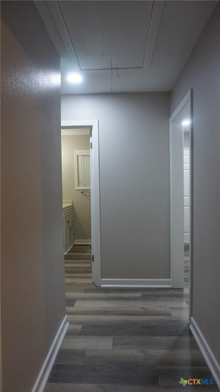 hall featuring dark hardwood / wood-style floors