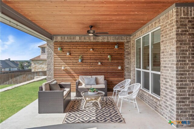 2037 Heritage Loop, Nolanville, TX 76559 - view of patio / terrace with a ceiling fan and outdoor lounge area