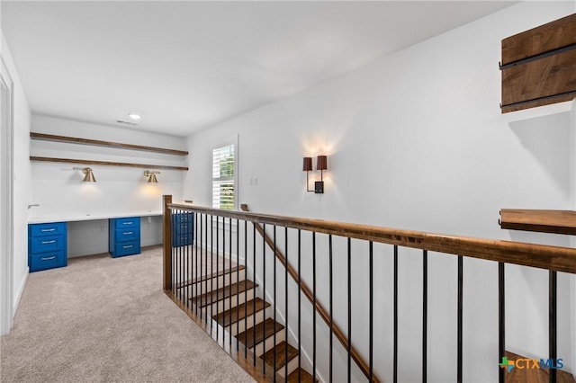 2037 Heritage Loop, Nolanville, TX 76559 - corridor with light colored carpet, an upstairs landing, an office area, and recessed lighting