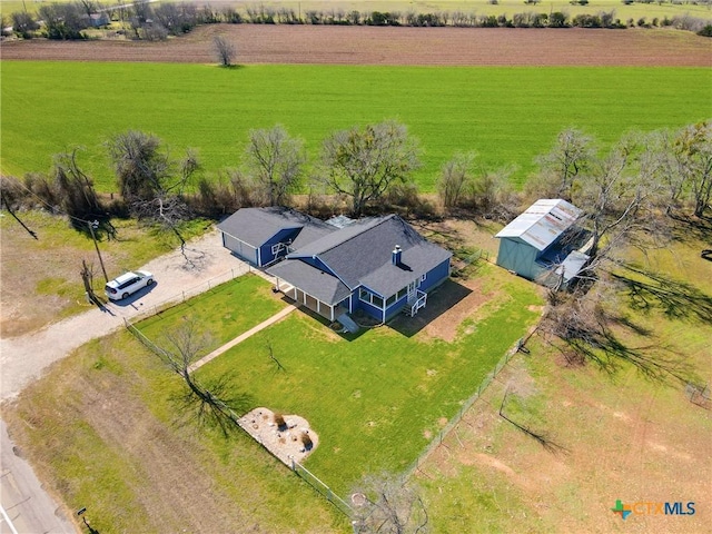 bird's eye view with a rural view