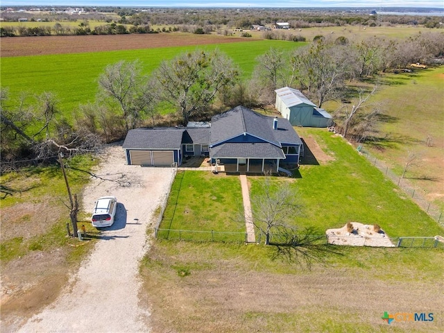 bird's eye view featuring a rural view