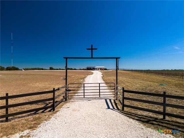 view of street with a rural view