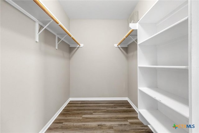 spacious closet with wood finished floors