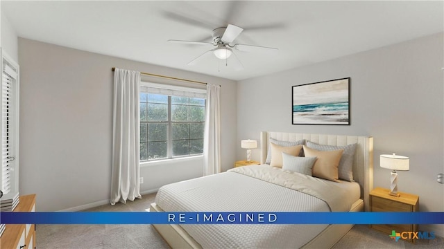 2441 Ibis Ave, New Braunfels, TX 78130 - bedroom featuring carpet, baseboards, and a ceiling fan