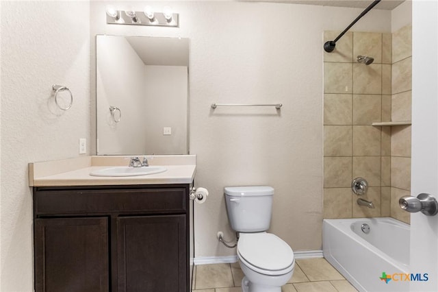 10055 Strasbourg Way, Schertz, TX 78154 - bathroom with vanity, tile patterned floors, and shower / tub combination