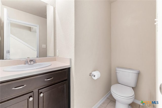 10055 Strasbourg Way, Schertz, TX 78154 - half bathroom featuring vanity and tile patterned flooring