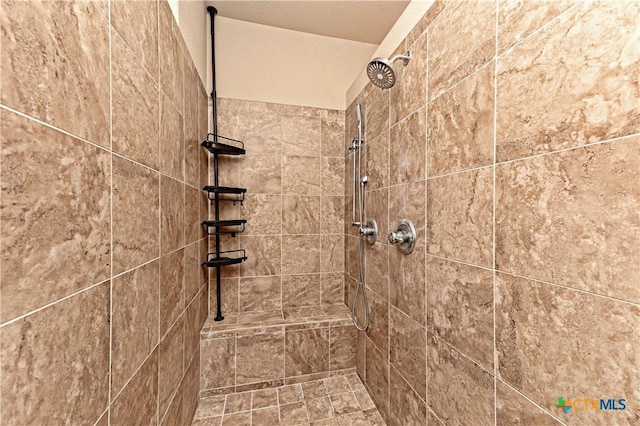 room details featuring a tile shower