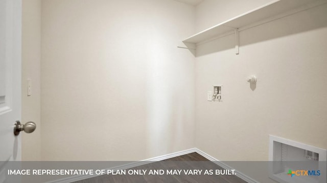 1029 Village Run, Seguin, TX 78155 - clothes washing area with washer hookup, dark wood-type flooring, and baseboards