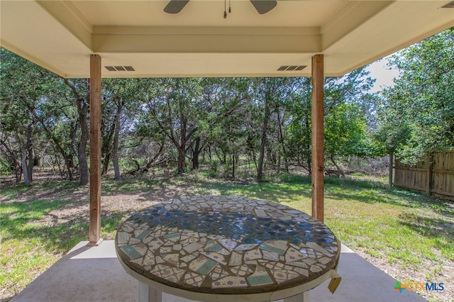21 Artesian Dr, Belton, TX 76513 - view of patio / terrace with a ceiling fan and view of scattered trees