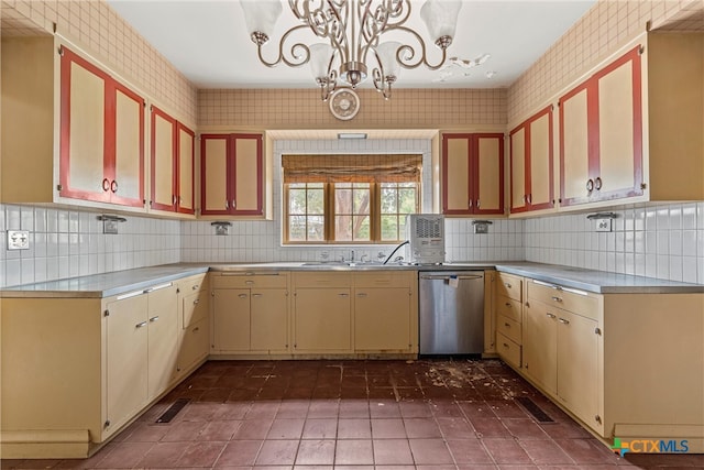 kitchen with sink, dishwasher, and tasteful backsplash