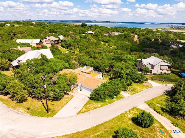 bird's eye view featuring a water view