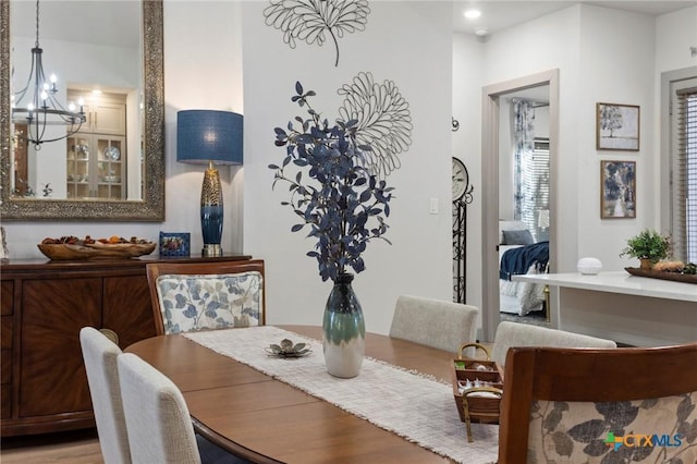 dining room featuring a chandelier