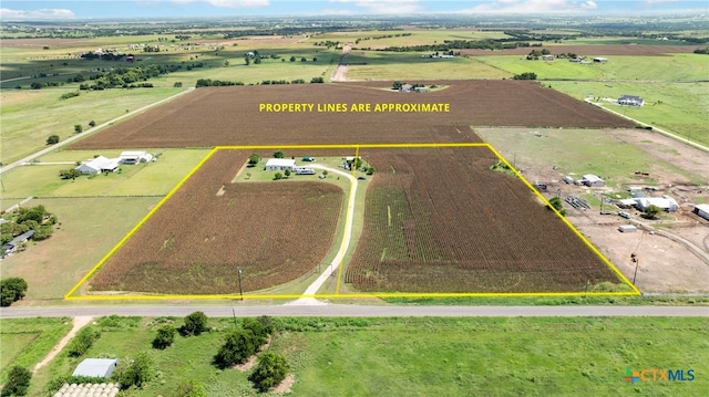 drone / aerial view featuring a rural view