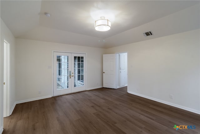9215 Standing Creek Ln, San Antonio, TX 78230 - spare room featuring french doors, dark wood-style floors, and baseboards