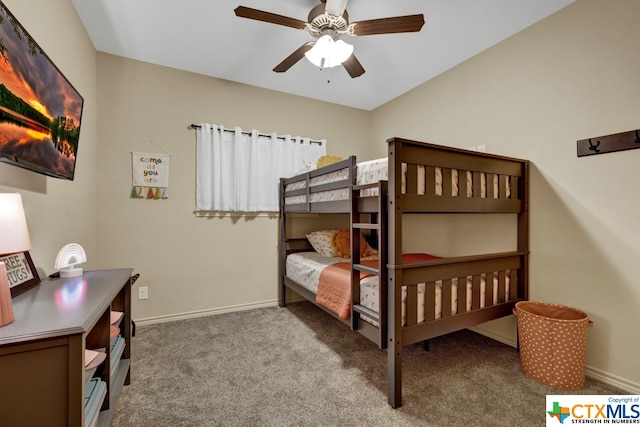 bedroom with carpet and ceiling fan