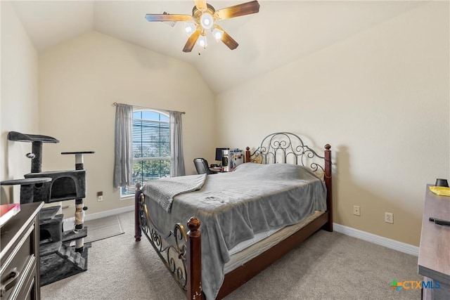 924 Queen Elizabeth Dr, Mcgregor, TX 76657 - bedroom featuring vaulted ceiling, ceiling fan, baseboards, and carpet floors