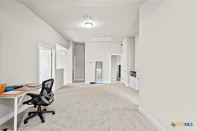 355 Victoria Peak Loop, Dripping Springs, TX 78620 - carpeted office space with baseboards and attic access