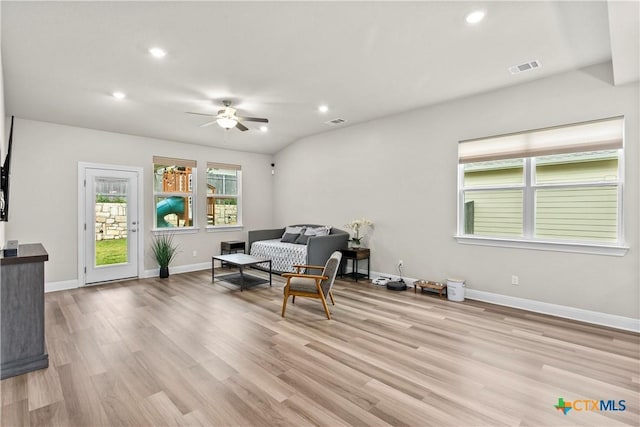355 Victoria Peak Loop, Dripping Springs, TX 78620 - sitting room featuring ceiling fan, light wood-type flooring, recessed lighting, and baseboards