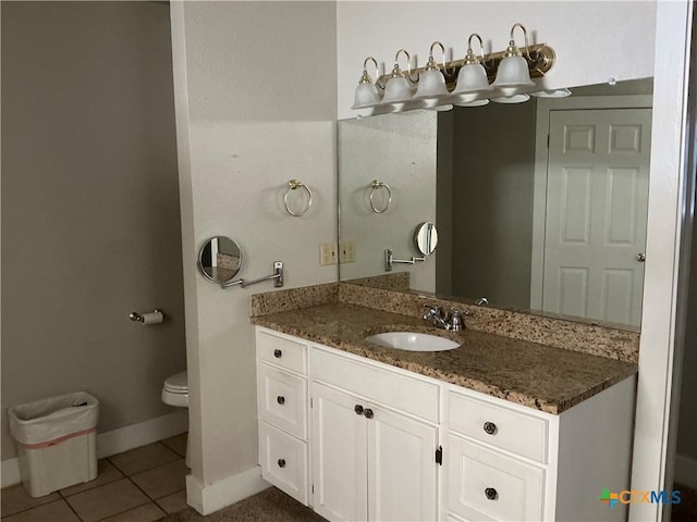 bathroom with tile patterned floors, toilet, and vanity