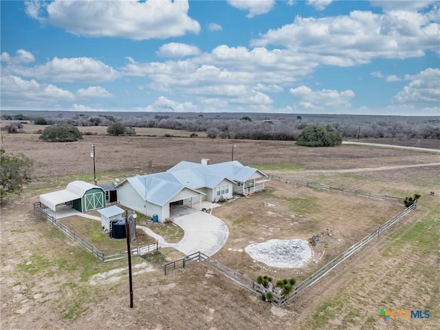 bird's eye view with a rural view