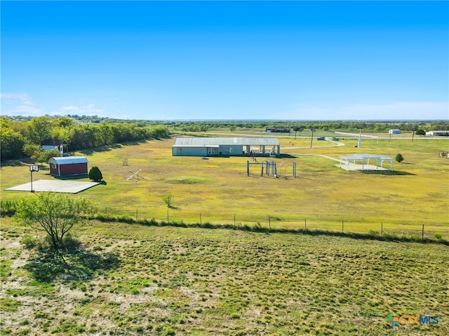 bird's eye view with a rural view