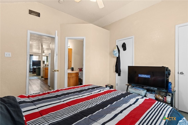 4509 Mattie Dr Unit A-D, Killeen, TX 76549 - bedroom featuring lofted ceiling, wood finished floors, and ceiling fan