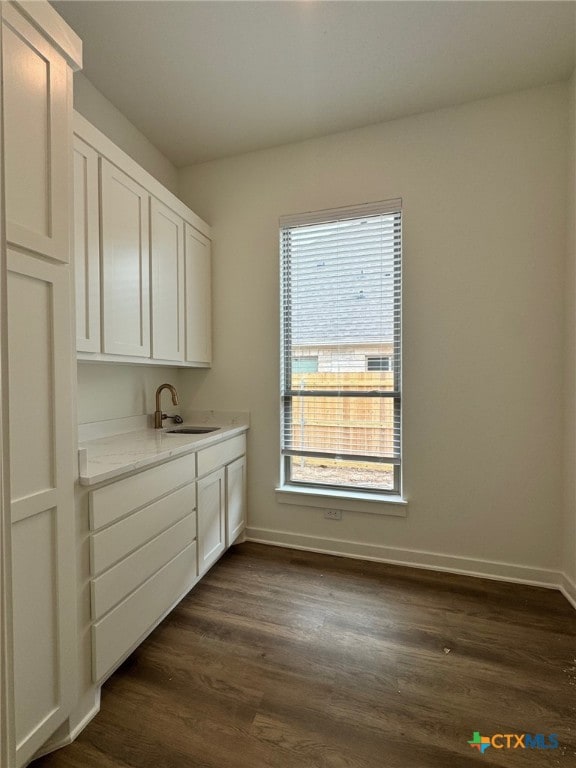 10826 Campsite Cv, Temple, TX 76502 - clothes washing area featuring a sink, baseboards, and dark wood finished floors