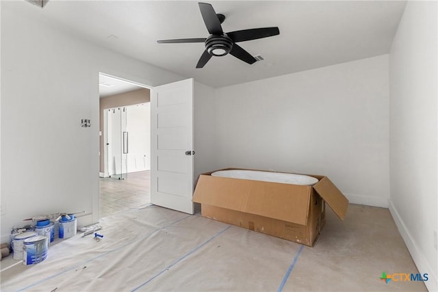 bedroom featuring ceiling fan