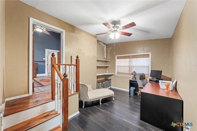 office with dark hardwood / wood-style flooring