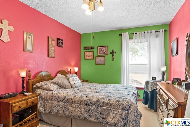 bedroom with a textured ceiling