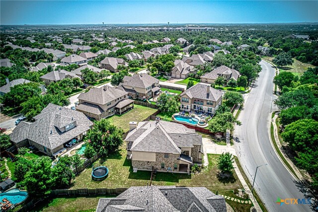 drone / aerial view with a residential view