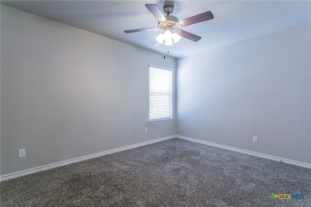 carpeted empty room with ceiling fan