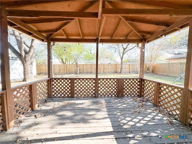 wooden terrace with a gazebo