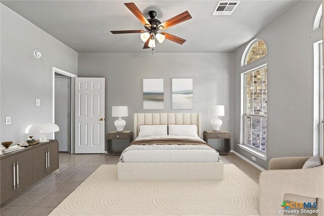 4504 Twin Oaks Cir, Killeen, TX 76542 - tiled bedroom featuring ceiling fan