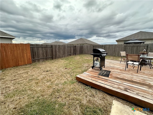 view of yard with a deck