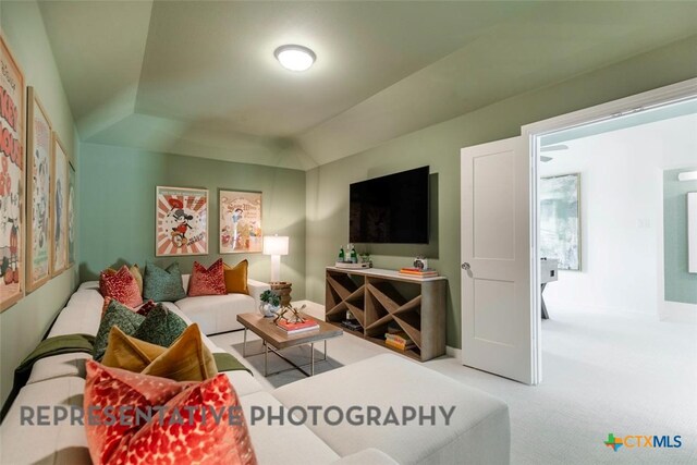 225 Dycus Bnd, Liberty Hill, TX 78642 - living room featuring carpet and baseboards