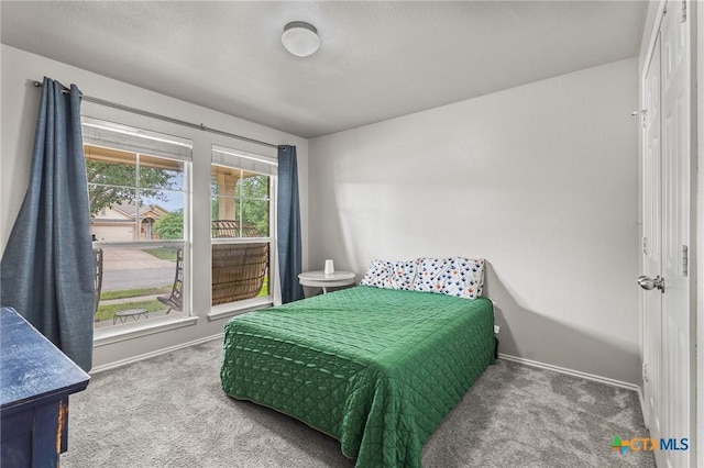 bedroom featuring baseboards and carpet