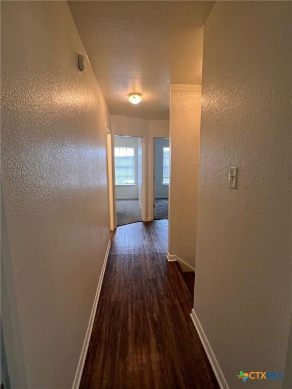 1402 Chips Dr, Killeen, TX 76549 - hall with baseboards, wood finished floors, and a textured wall