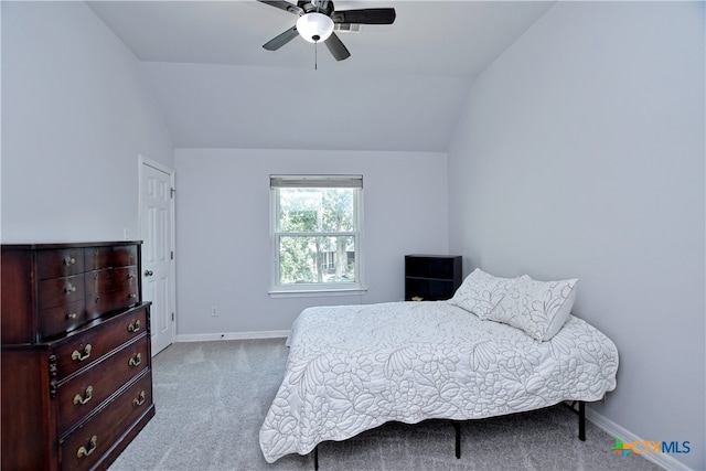 1108 Celtic Cv, Round Rock, TX 78681 - carpeted bedroom with vaulted ceiling and a ceiling fan