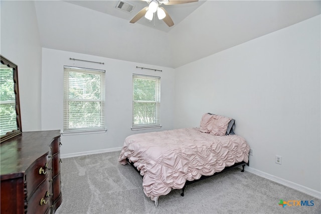 1108 Celtic Cv, Round Rock, TX 78681 - carpeted bedroom with a ceiling fan and vaulted ceiling