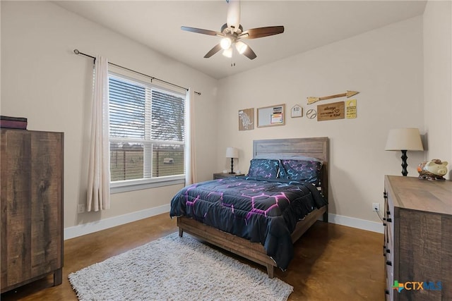 bedroom featuring ceiling fan