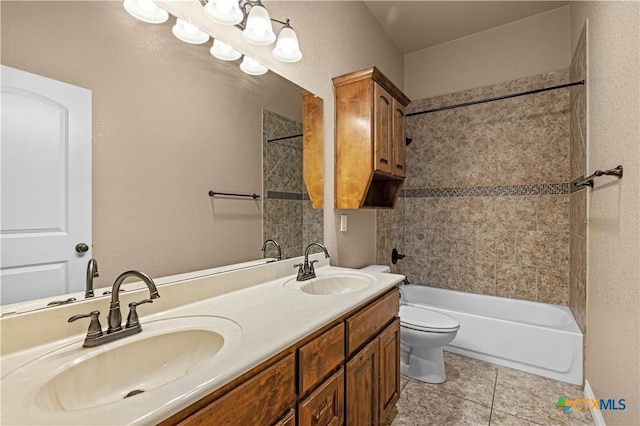 1722 Shadow Canyon Dr, Temple, TX 76502 - bathroom featuring double vanity, shower / washtub combination, and tile patterned floors