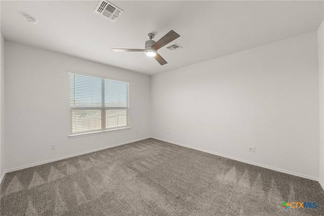 carpeted empty room with ceiling fan