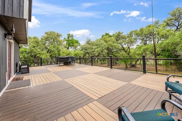 deck featuring grilling area