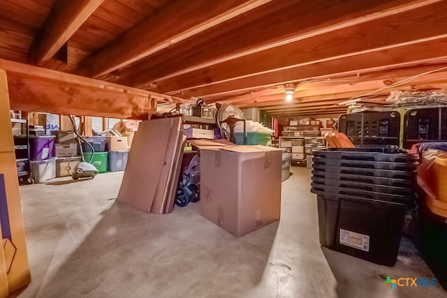 view of unfinished basement