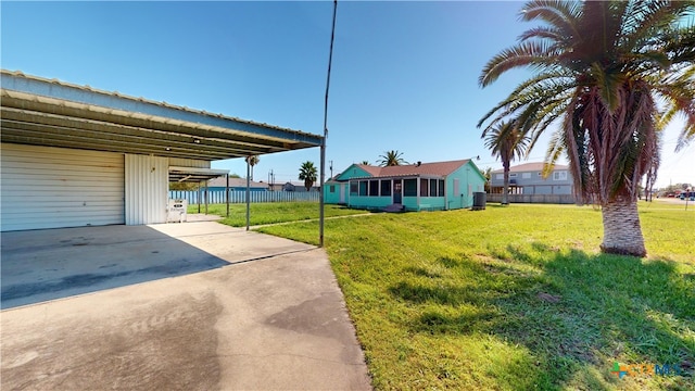 view of yard featuring a carport