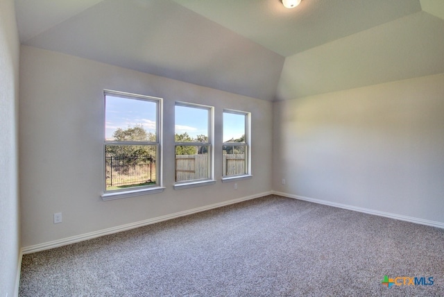 additional living space with carpet flooring and lofted ceiling