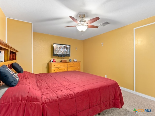 4386 Morningside Way, Canyon Lake, TX 78133 - bedroom with carpet floors and a ceiling fan